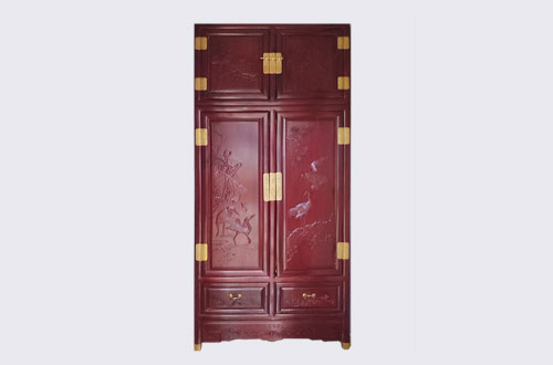 泰宁高端中式家居装修深红色纯实木衣柜